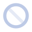 A gray "no entry" or "prohibited" symbol consisting of a circle with a diagonal line crossing through it, displayed on a light background.
