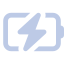 A light blue icon of a battery with a lightning bolt inside, symbolizing charging or power.