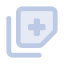 A light blue icon of a floppy disk, commonly used to represent the "save" function in software applications, on a transparent background.